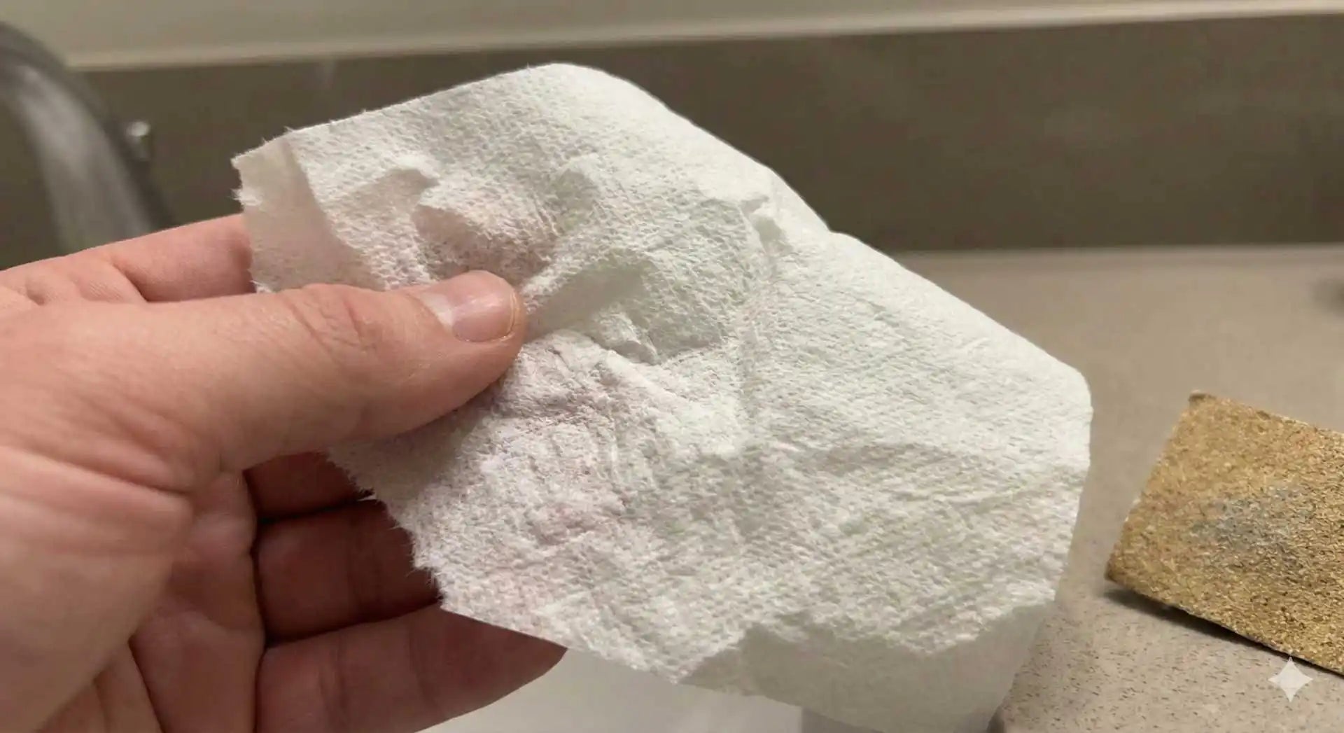 Close-up of the abrasive texture of dry toilet paper, acting like sandpaper on sensitive skin. Image